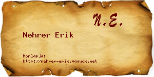 Nehrer Erik névjegykártya